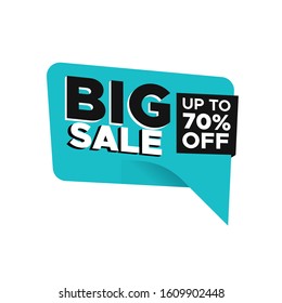 Blue square of big sale label tag design. Discount offer vector for social media sale promotion.