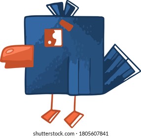 Blue square bird illustration for kids vector
