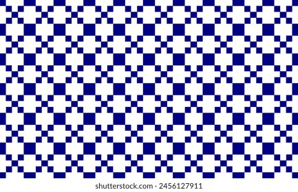 Blue Square block arrange in square cross grid seamless Pattern design for fabric printing, vintage patter