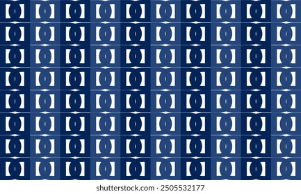 blauer quadratischer Block mit rundem Überlappungsrastermuster, vertikale Streifenspalte wiederholen nahtloses Design für Stoffdruck, rechteckiger Musterhintergrund