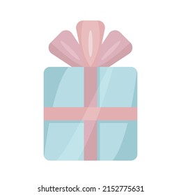 Blue square box with bow for gifts. vector illustration