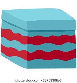 caja cuadrada azul con línea roja, doodle ilustración vectorial de diseño plano