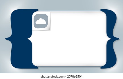 blue square brackets for entering any text with cloud