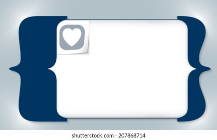 blue square brackets for entering any text with heart