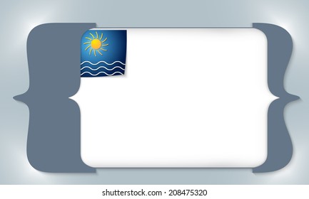 blue square brackets for entering any text with sun and waves