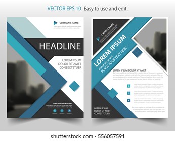Blue square brochure annual report flyer design template vector, Leaflet cover presentation abstract flat background, layout in A4 size