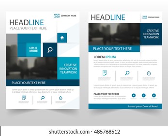 Blue square business Brochure Leaflet Flyer annual report template design, book cover layout