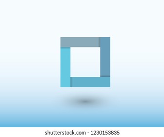 A blue square business logo with shadow on light background vector illustration