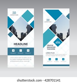 Blue square Business Roll Up Banner flat design template ,Abstract Geometric banner template Vector illustration set, abstract presentation template