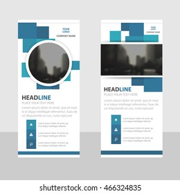 Blue square Business Roll Up Banner flat design template ,Abstract Geometric banner template Vector illustration set