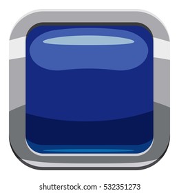 Blue square button icon. Cartoon illustration of square button vector icon for web design