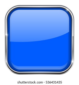 Blue Square Button Metal Frame Vector Stock Vector (Royalty Free ...