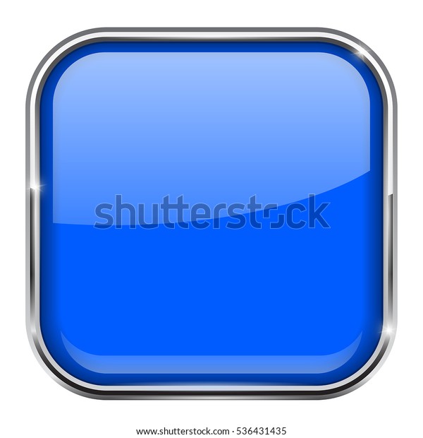 Blue Square Button Metal Frame Vector Stock Vector (Royalty Free ...