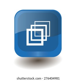 Blue square button with white gallery sign, vector design for website 
