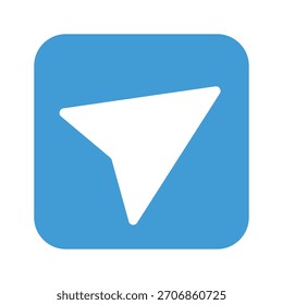 Botón cuadrado azul con el icono del plano del papel blanco para enviar el mensaje