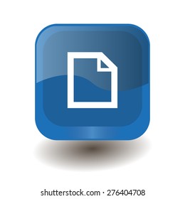 Blue square button with white  sign, vector design for website 