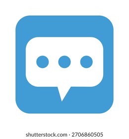 Botón cuadrado azul con el icono blanco de la burbuja del discurso para el mensaje del chat