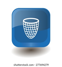 Blue square button with white urn sign, vector design for website 