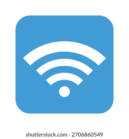 Botón cuadrado azul con el icono blanco de la señal del wifi para la conexión a Internet