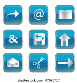 Blue square buttons with pc icons
