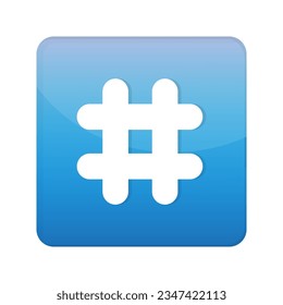 Blue square buttons for website or app Hashtag. Vector illustration. EPS 10.
