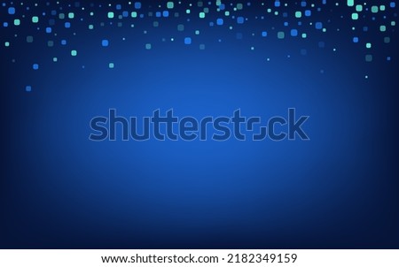 Blue Square Celebrate Blue Vector Background. Flying Confetti Wallpaper. Celebration Rhombus Postcard. Turquoise Carnaval Illustration.