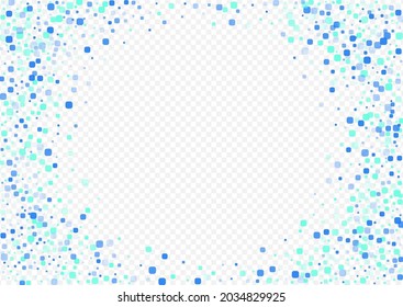 Blue Square Celebrate Vector Transparent Background. Carnaval Confetti Pattern. Celebration Rhombus Invitation. Turquoise Falling Backdrop.