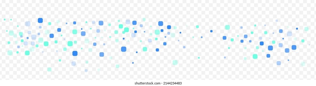 Blue Square Celebration Vector Transparent Background. Abstract Particle Card. Carnaval Rhombus Banner. Turquoise Effect Illustration.