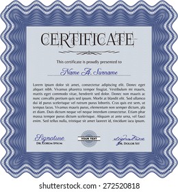 Blue square certificate or diploma template