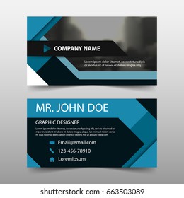 Blue square corporate business card, name card template ,horizontal simple clean layout design template , 