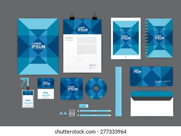 blue and square corporate identity template  for your business includes CD Cover, Business Card, folder, ruler, Envelope and Letter Head Designs