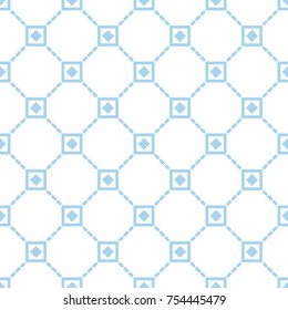 blue square with diamond seamless pattern on white background, geometric vector art design. 