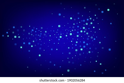 Blue Square Effect Blue Vector Background. Independence Cell Card. Top Confetti Wallpaper. Turquoise Abstract Texture.