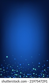Blue Square Effect Blue Vector Background. Top Confetti Card. Carnaval Cell Banner. Turquoise Falling Pattern.
