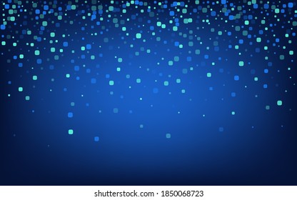 Blue Square Falling Blue Vector Background. Top Particle Design. Independence Confetti Invitation. Turquoise Carnaval Wallpaper.