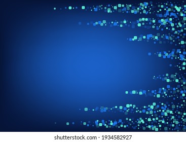 Blue Square Falling Blue Vector Background. Celebrate Confetti Pattern. Celebration Particle Illustration. Turquoise Abstract Design.