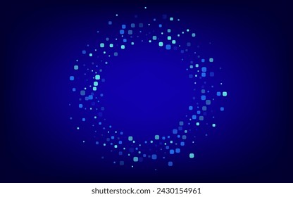 Blue Square Flying Blue Vector Background. Invitation Rhombus Invitation. Top Particle Backdrop. Turquoise Decoration Design.