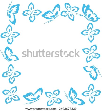 Blue square frame with butterflies for decorative design