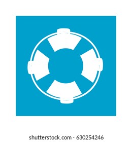 blue square frame with flotation hoop vector illustration