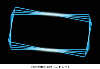 Blue square frame, free space for text or creativity, illustrations and vectors, glow technology concept