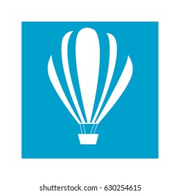 blue square frame with hot air balloon vector illustration
