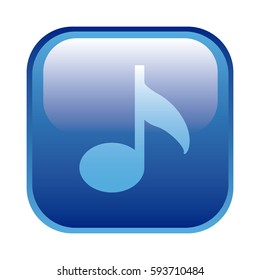 blue square frame with musical note vector illustration