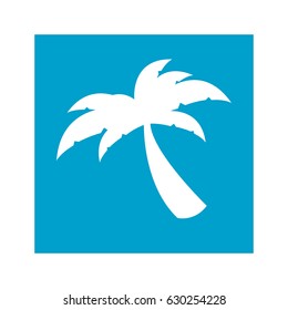 blue square frame with palm tree icon vector illustration