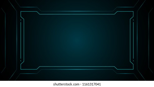 Blue square frame technology futuristic interface hud vector  background design.
