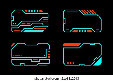 Blue square frame technology futuristic hud outline, Modern geometric shape design. 