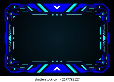 Blue square frame technology futuristic interface hud vector digital design.