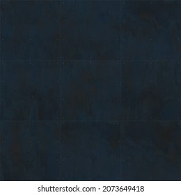 Blue square geometric rusted metal wall pattern