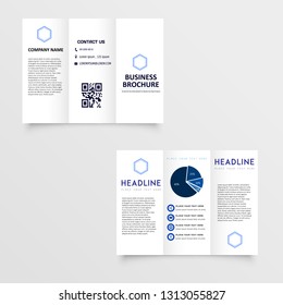 blue square geometric vector business trifold Leaflet Brochure Flyer template flat design set