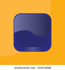 blue square glossy button, vector design for website