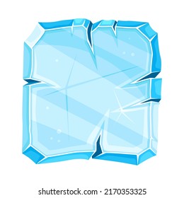 Blue Square Ice Shaped Element for Game and Web Design Vector Illustration